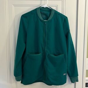 Used Women’s Figs Bellery scrub jacket, Limited Edition hunter green- size S